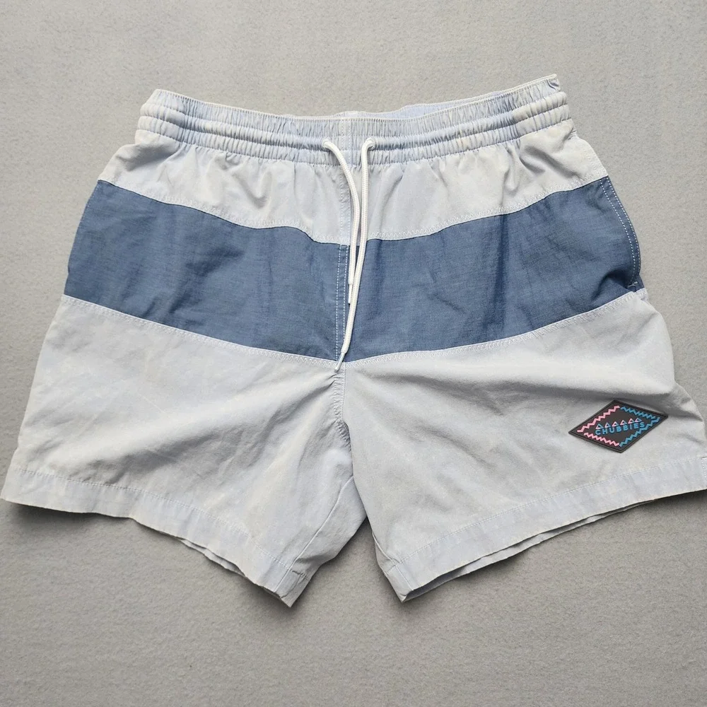 Chubbies Mens Blue Vintage wash Swim Trunks 5.5 Inch Inseam Size Medium